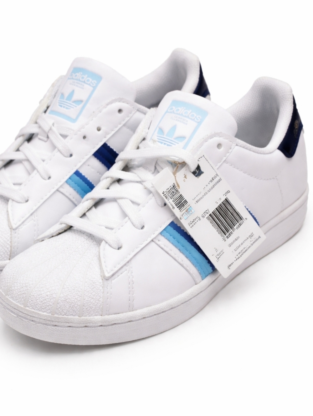 Adidas Superstar Mens 5.5 / Womens 7 White Blue Shell Toe Sneakers NWT